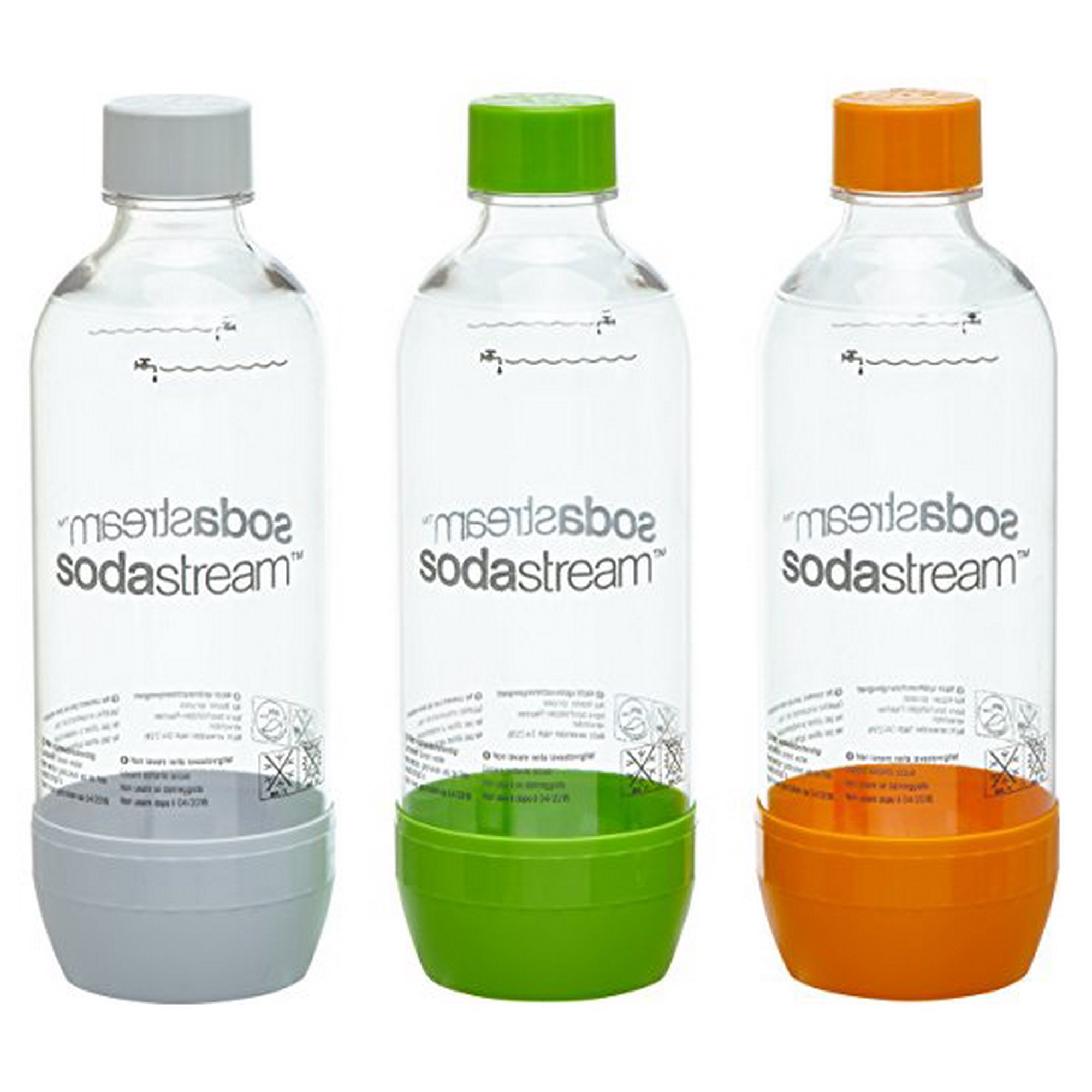 SodaStream PET Flaschen SET 1L 2+1 Orange, Weiß, Grün