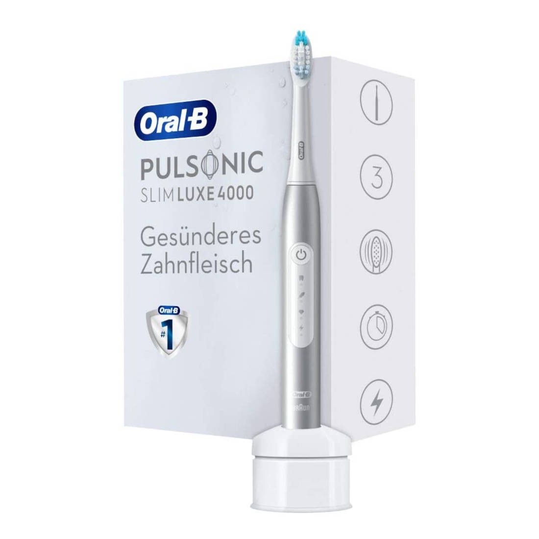 Oral-B Pulsonic Slim Luxe 4000 Platinum Schallzahnbürste mit 3 Reinigungsmodi und sanfter Plaque-Entfernung
