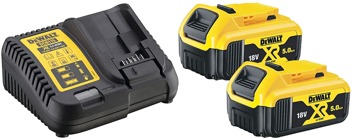DeWalt DCB115P2 Starter-Kit Schnellladegerät + 2x Akku 5,0 Ah