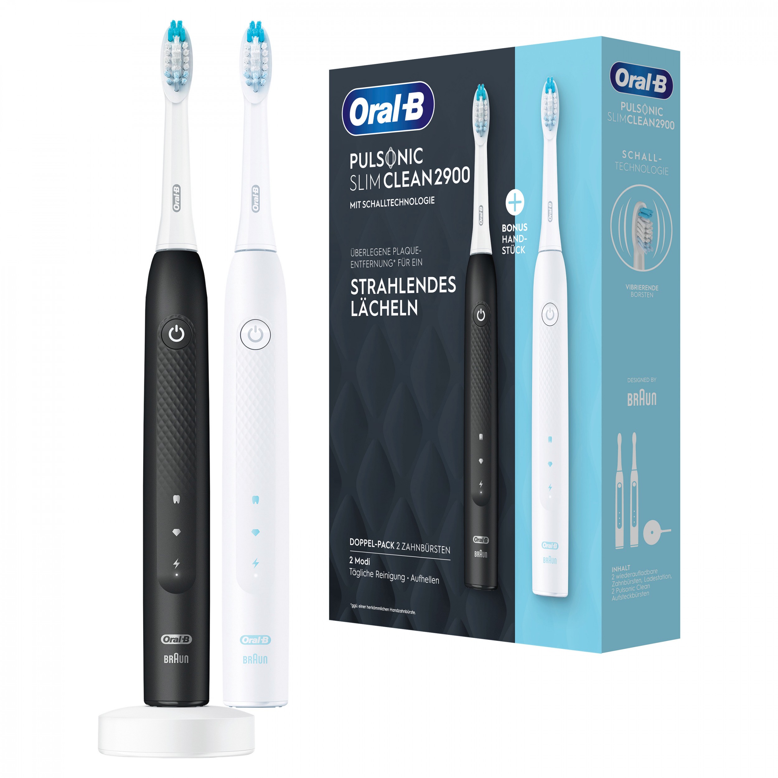 Oral-B Pulsonic Slim Clean 2900, elektrische Schallzahnbürste, Black/White