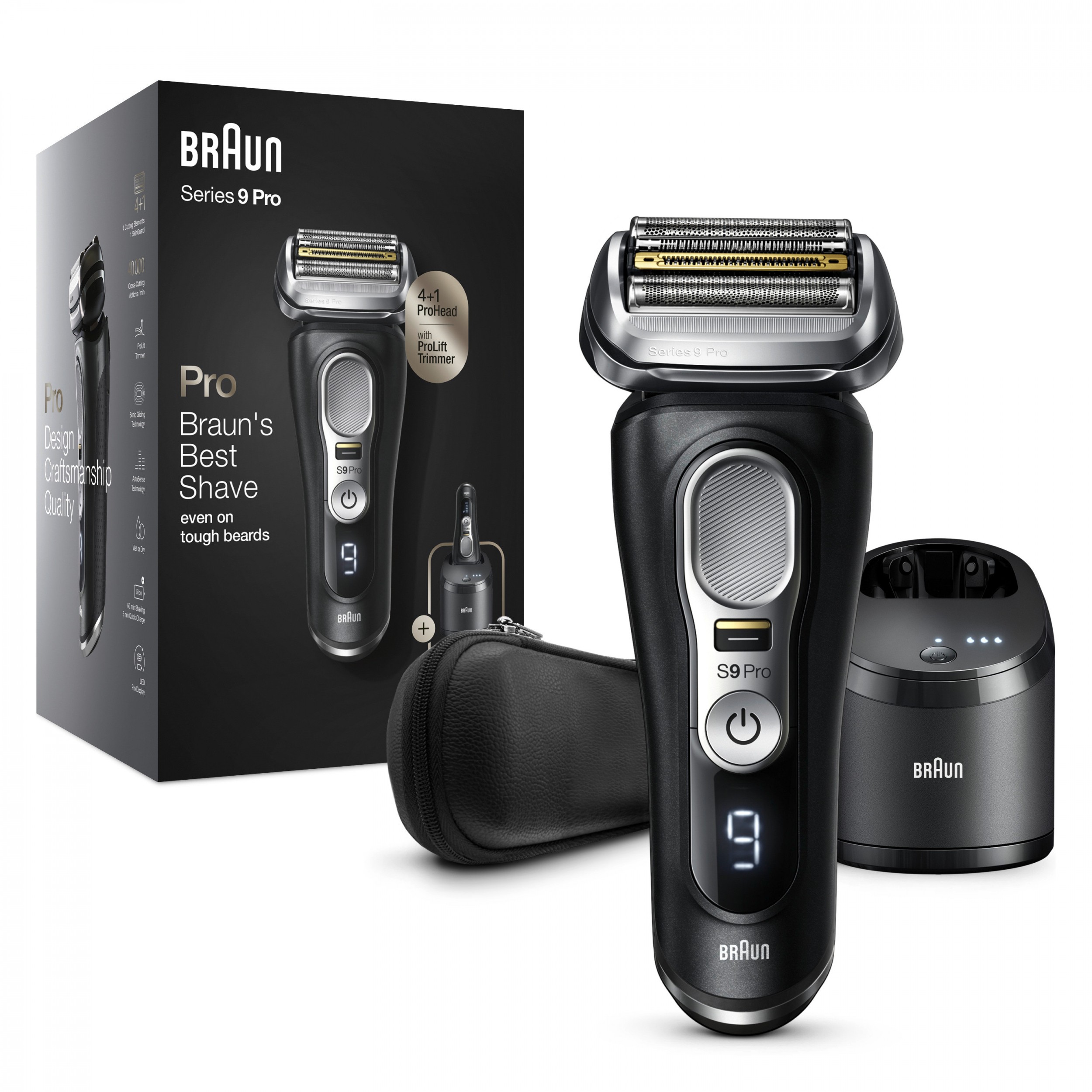 Braun Series 9 Pro 9460cc Elektrorasierer für Herren, 4+1 Scherkopf mit ProLift Trimmer, 5-in-1 Reinigungsstation, 60 Min. Akkulaufzeit, Wet&Dry