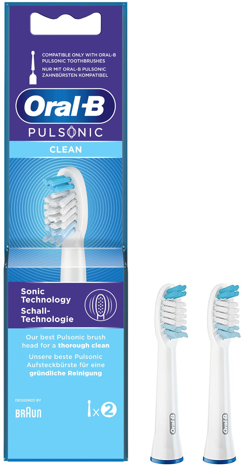 Oral-B Pulsonic Clean Aufsteckbürsten für Schallzahnbürsten, 2 Stück