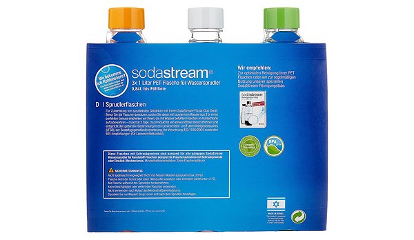SodaStream PET Flaschen SET 1L 2+1 Orange, Weiß, Grün
