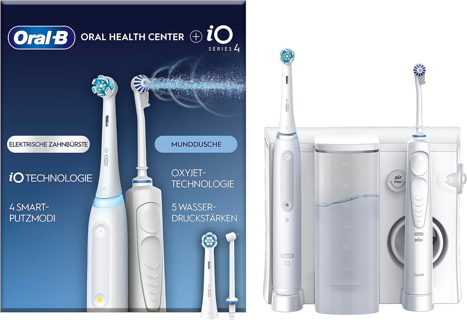 Oral-B Center OxyJet Reinigungssys. Munddusche + iO4 Elektrische Zahnbürste