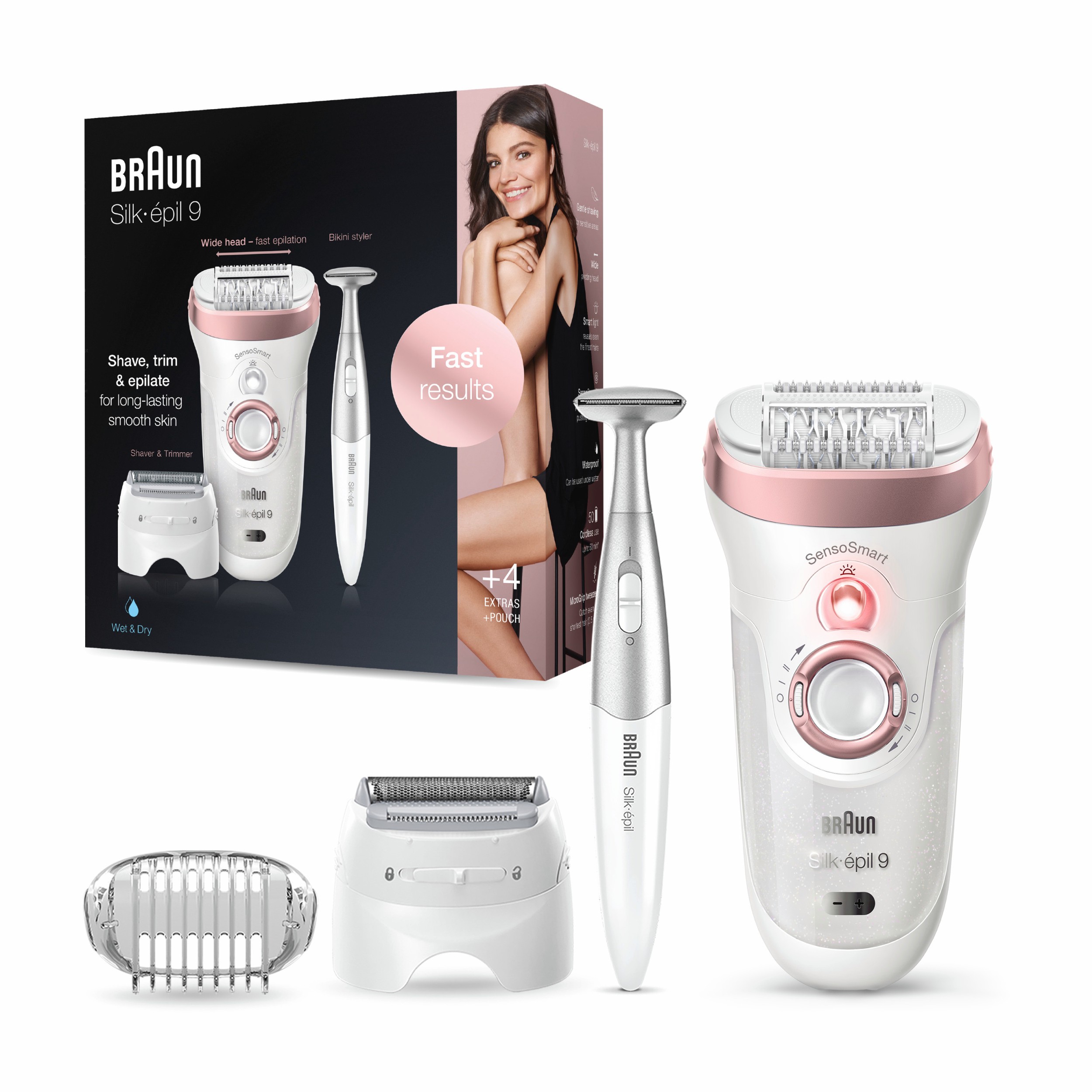 Braun Silk-épil 9 9-890 Epilierer für Frauen für eine langanhaltende Haarentfernung, weiß/roségold