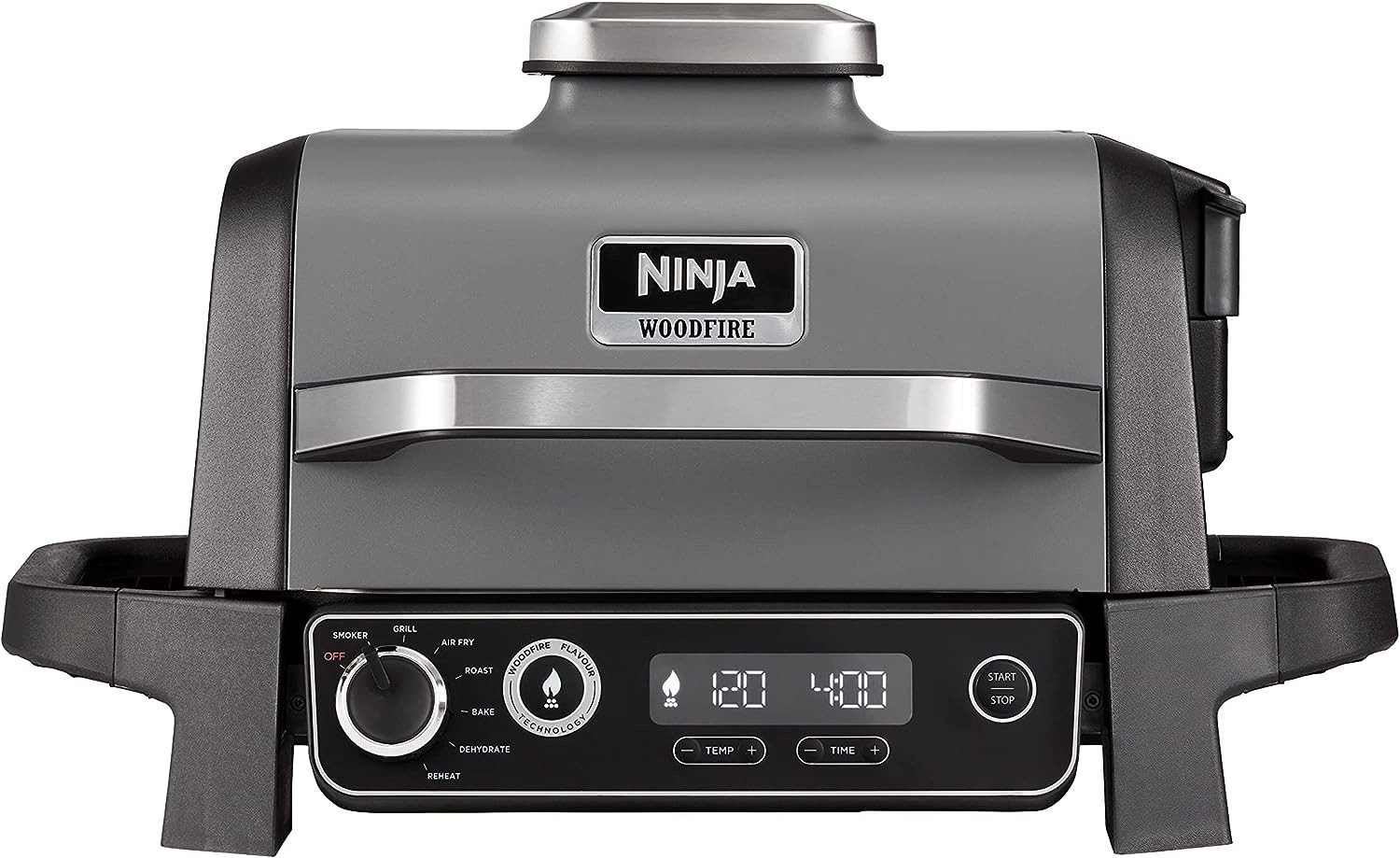 Ninja OG701EU Woodfire Grill, Elektrogrill, Camping Grill, Smoker-& Heißluftfritteuse