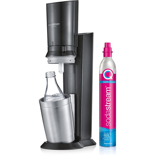 SodaStream Crystal 3.0 Titan Wassersprudler mit QC CO2-Zylinder und 1x Glaskaraffe 