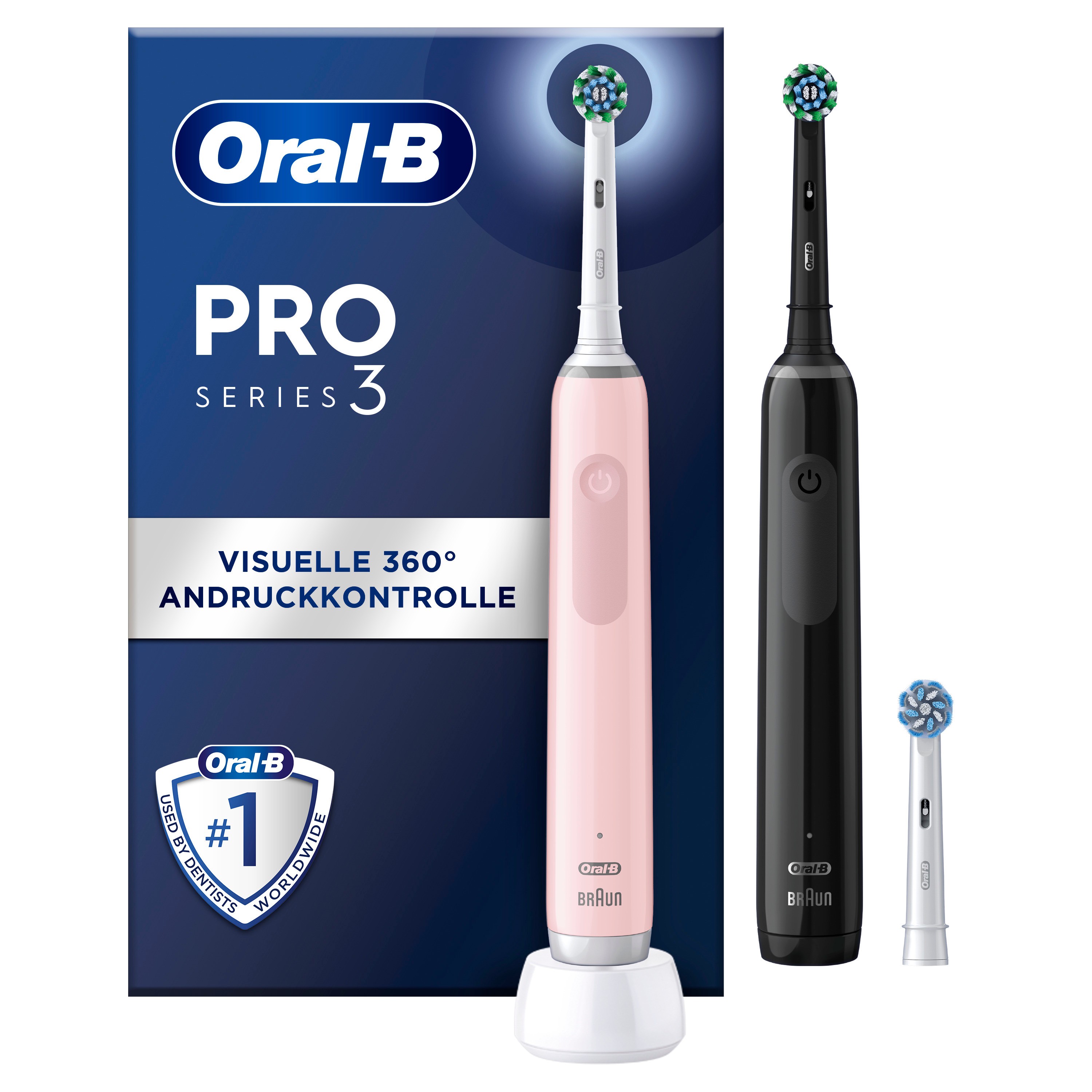 Oral-B Pro 3 3900N Black/Pink elektrische Zahnbürste mit 2. Handstück