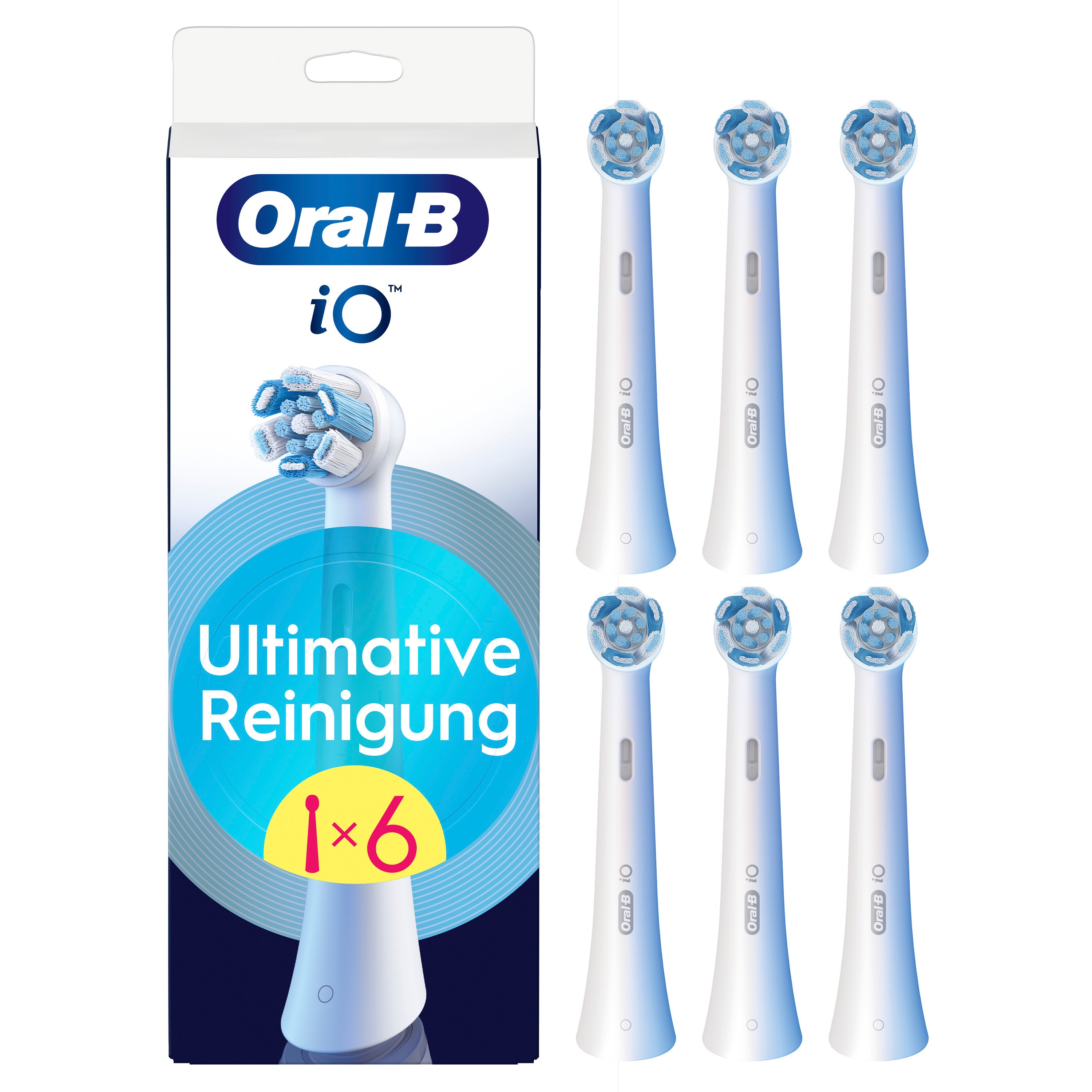 Oral-B iO Ultimative Reinigung, Original Aufsteckbürsten für elektrische Oral-B iO Zahnbürsten, 'Borsten-in-Borsten' Bündel, Weiß, 6 Stück