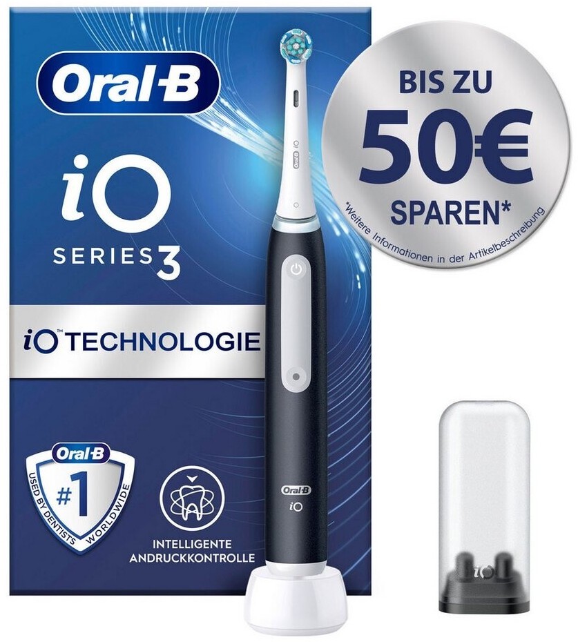 Oral-B iO Series 3 Elektrische Zahnbürste/Electric Toothbrush, 3 Putzmodi für Zahnpflege, Magnet-Technologie, TESTSIEGER Stiftung Warentest (12/2024), Matt Black