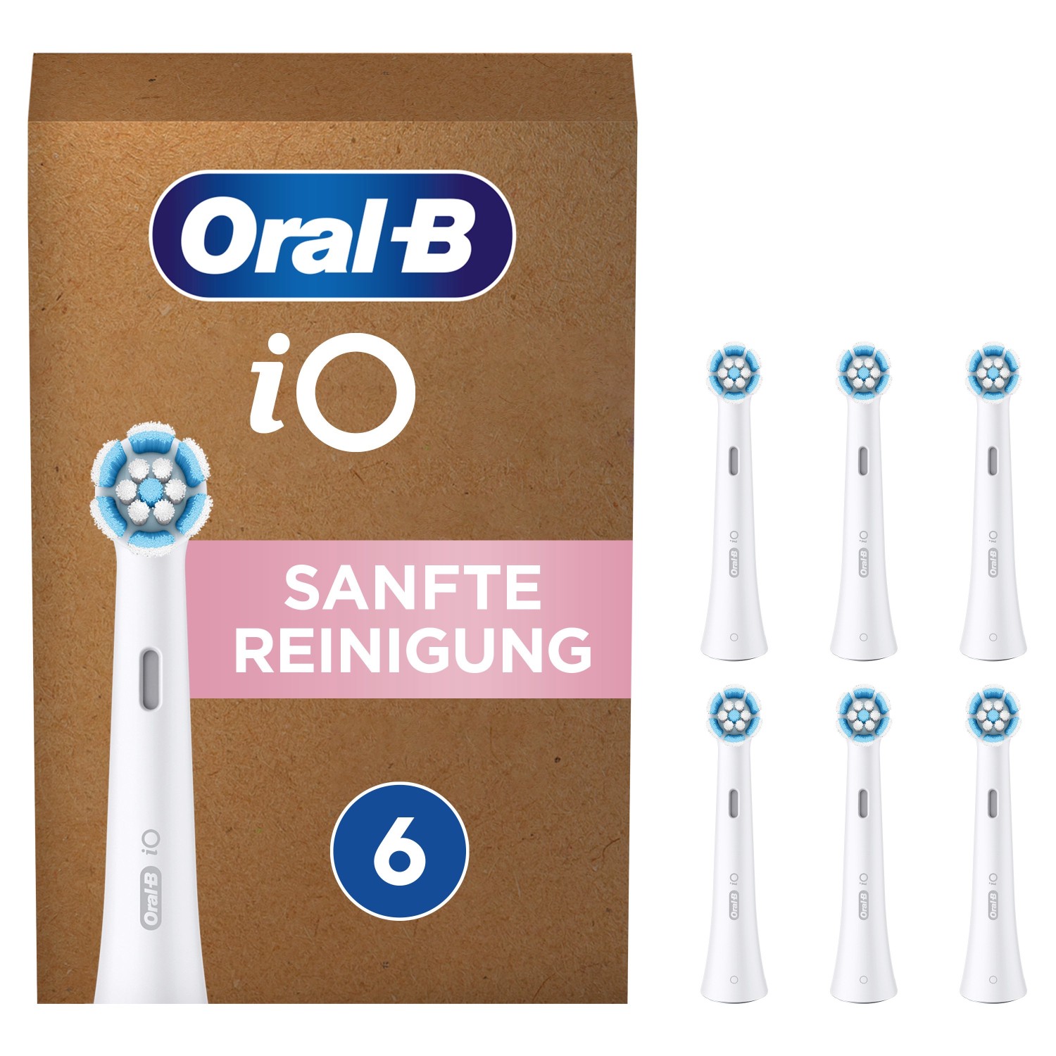 Oral-B iO Sanfte Reinigung Aufsteckbürsten, 6 Stück