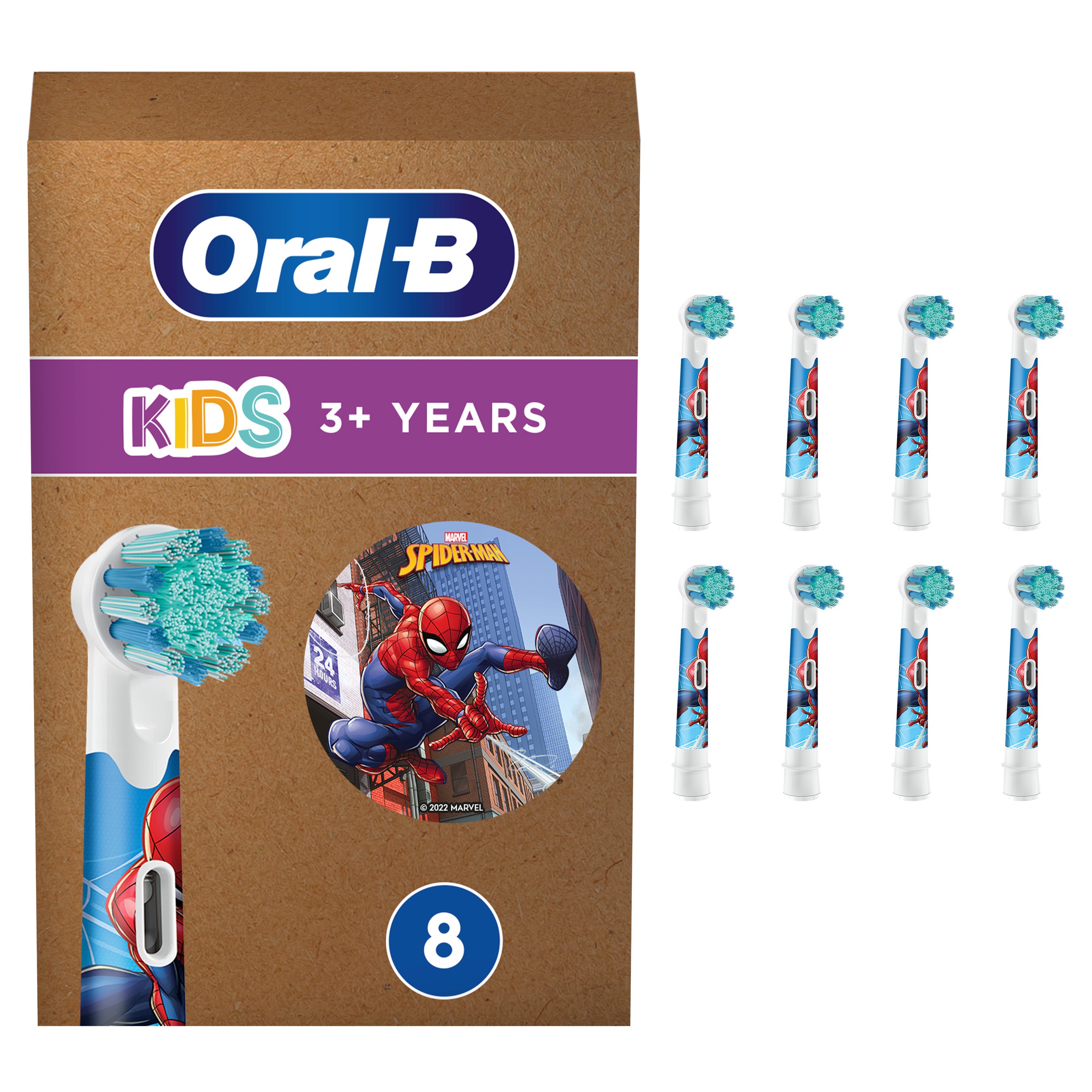 Oral-B EB10-8 Kids Spiderman Aufsteckbürsten 8er für Elektrische Kinderzahnbürste