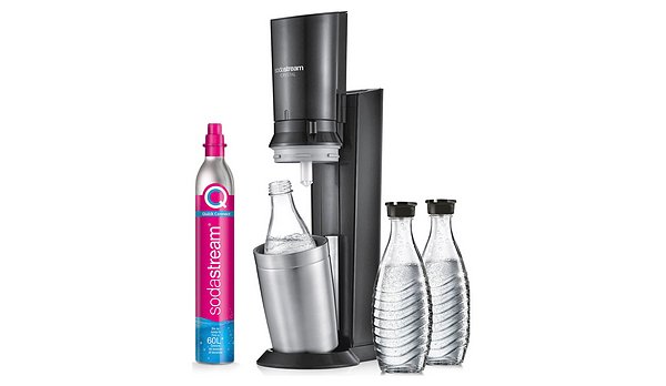 SodaStream Crystal 3.0 Titan Wassersprudler mit CQC CO2-Zylinder und 3x Glaskaraffe