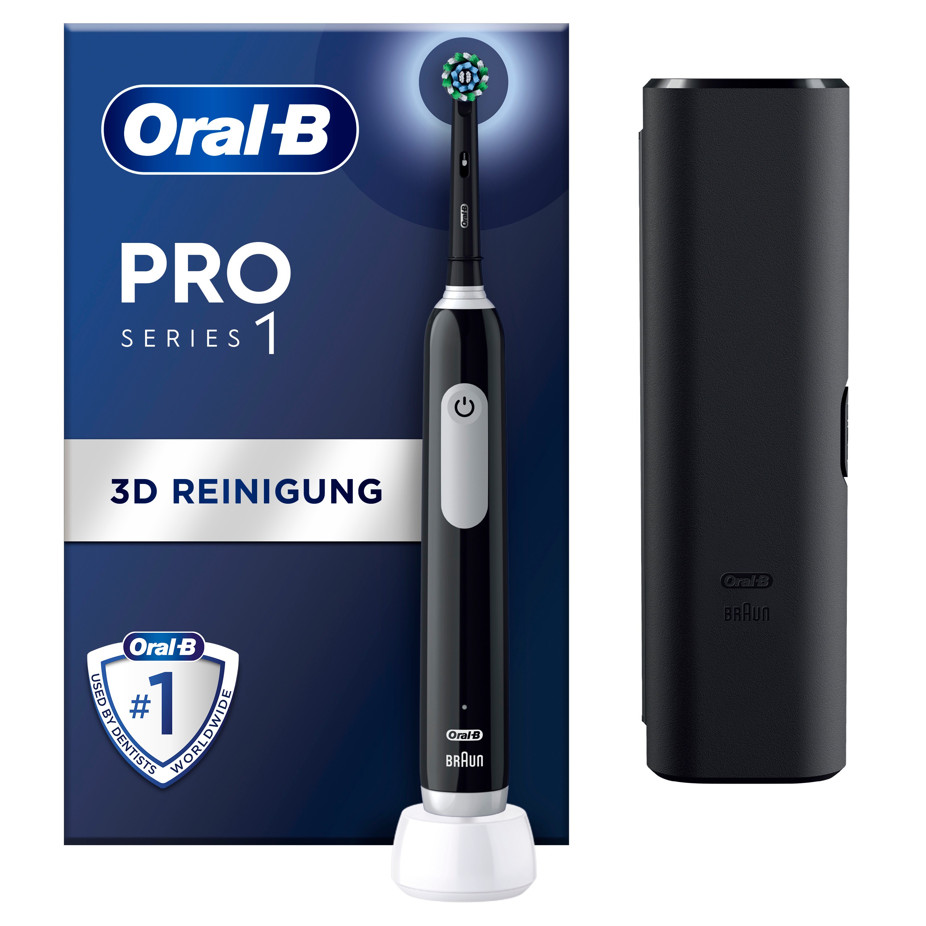 Oral-B Elektrische Zahnbürste Pro 1 Cross Action Black mit Reiseetui