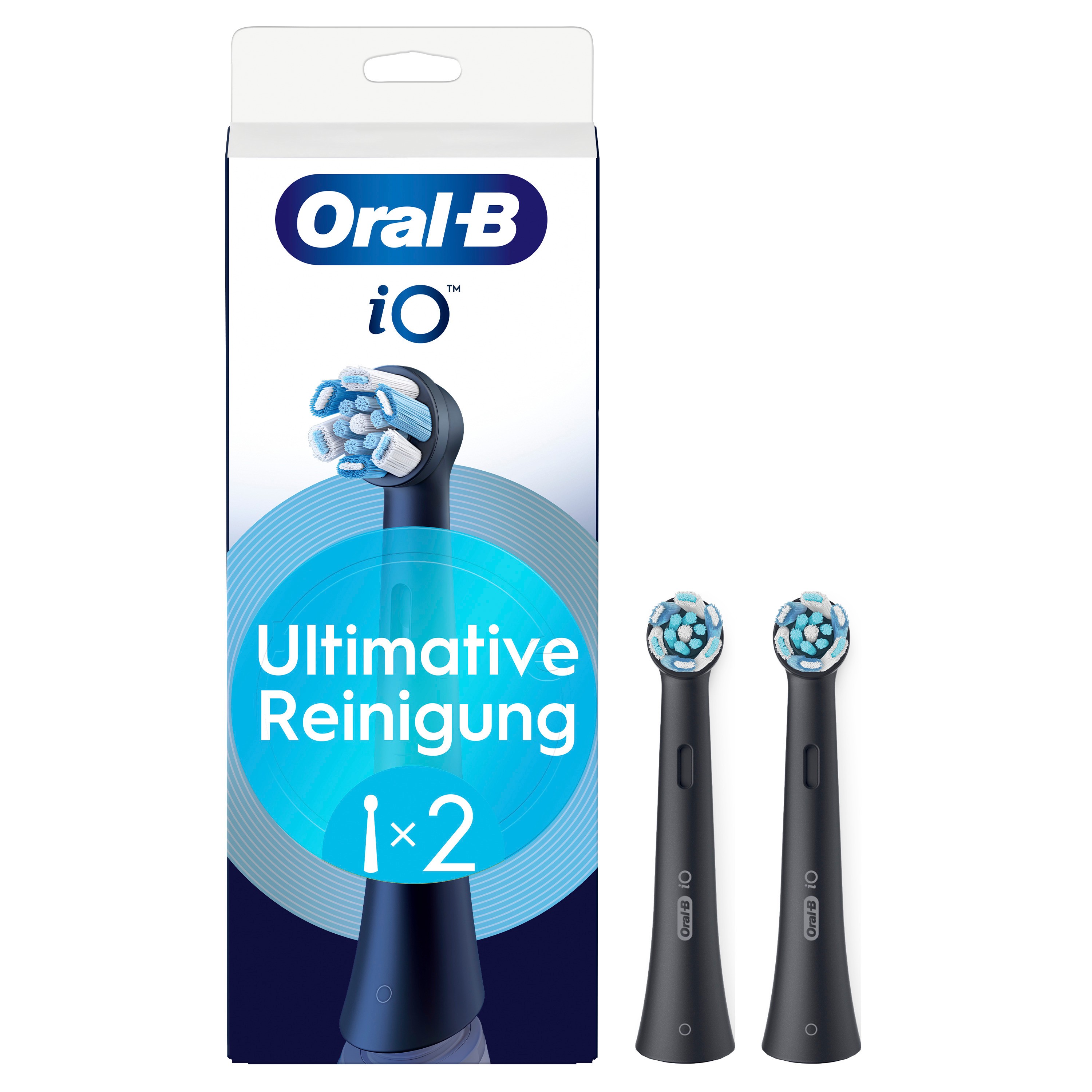 Oral-B iO Ultimative Reinigung, Original Aufsteckbürsten für elektrische Oral-B iO Zahnbürsten, 'Borsten-in-Borsten' Bündel, Schwarz, 2 Stück
