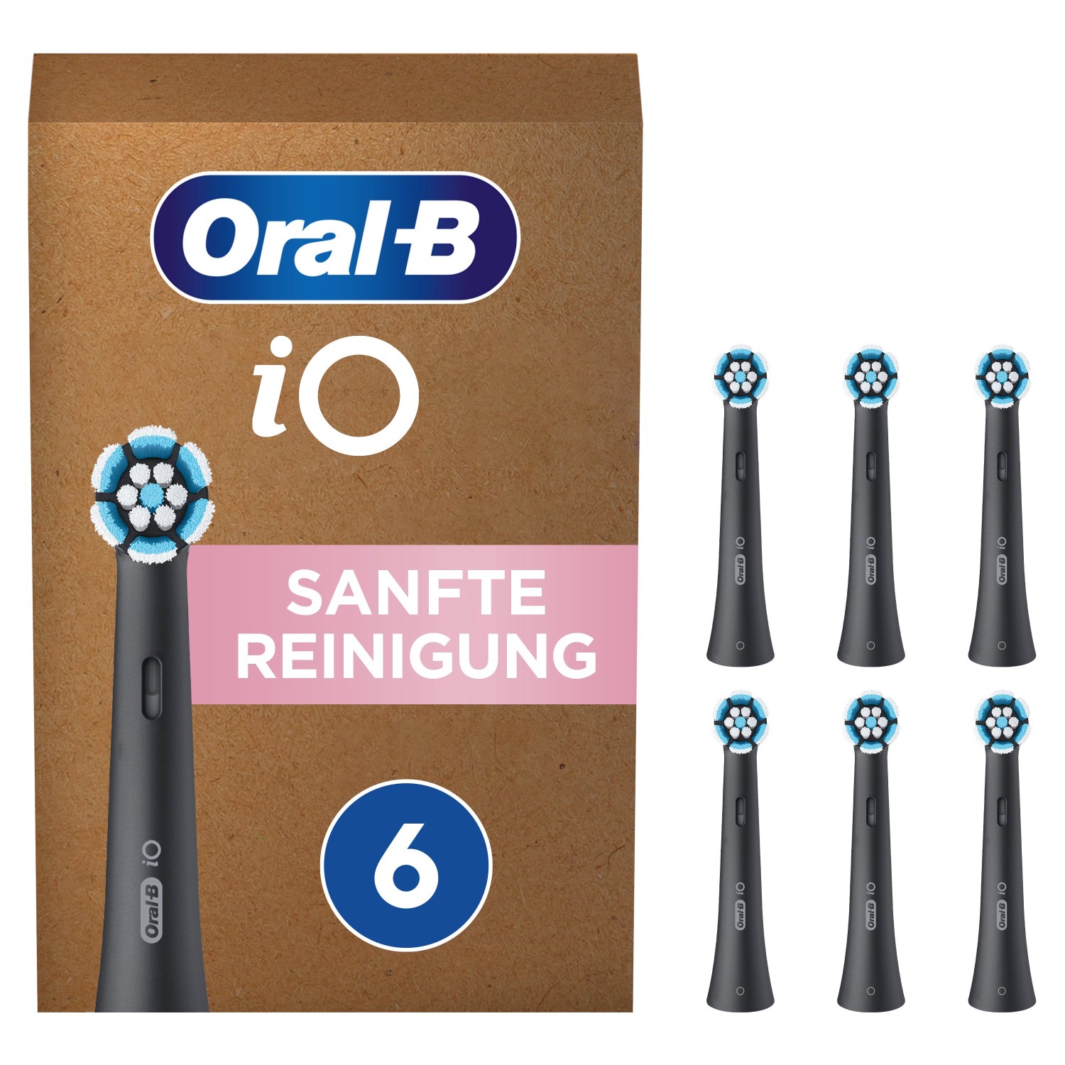 Oral-B iO Sanfte Reinigung Aufsteckbürsten, 6 Stück