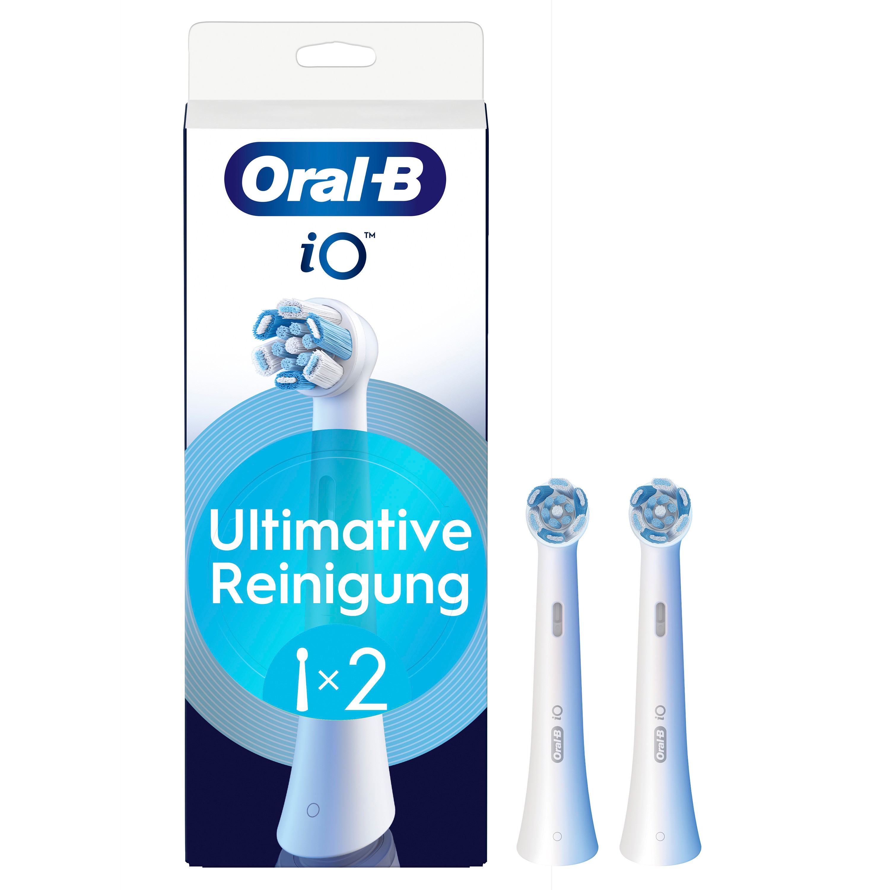 Oral-B iO Ultimative Reinigung, Original Aufsteckbürsten für elektrische Oral-B iO Zahnbürsten, 'Borsten-in-Borsten' Bündel, Weiß, 2 Stück